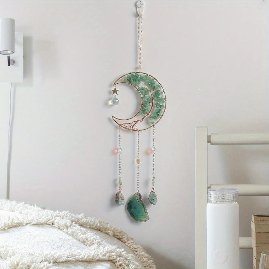 Natural Agate Crystal Dreamcatcher Wind Chime Home Decor - Dimensions