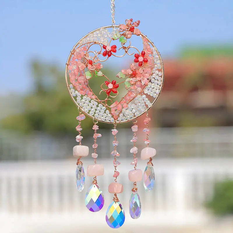 Sun catcher ornament crystal wind chime dreamcatcher - Side View