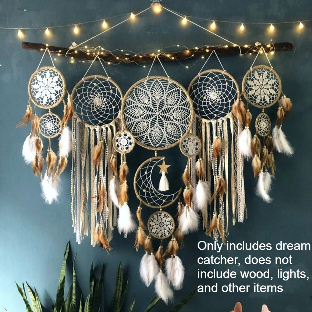 Dreamcatcher Wreath style Wall Hanging Decoration Dream Catcher - Size Reference