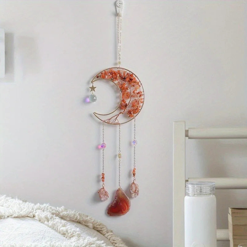 Natural Agate Crystal Dreamcatcher Wind Chime Home Decor - Additional View