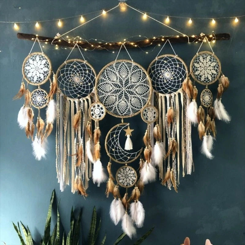 Dreamcatcher Wreath style Wall Hanging Decoration Dream Catcher - Detail View