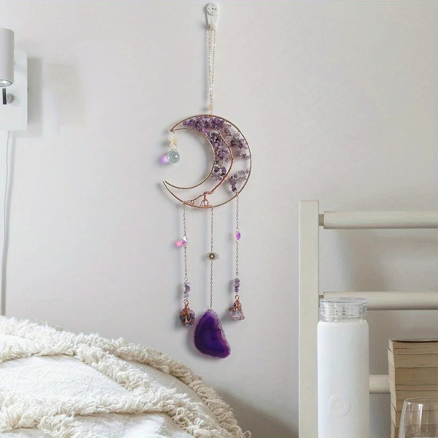 Natural Agate Crystal Dreamcatcher Wind Chime Home Decor - Additional View 2